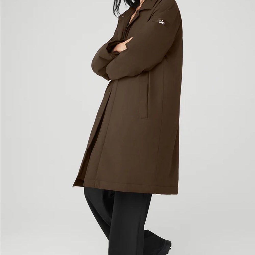 Alo Yoga Signature Overcoat Jacket Espresso Brown Women’s Small Outerwear